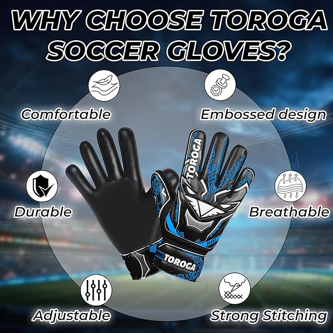 Goalkeeper Gloves for Kids & Youth – Soccer Goalie Gloves, Strong Latex Grip, Double Wrist Support