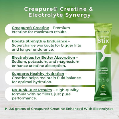 MYOXCIENCE Electrolyte STIX | Creatine Electrolyte Powder | Recovery from Exercise & Muscle