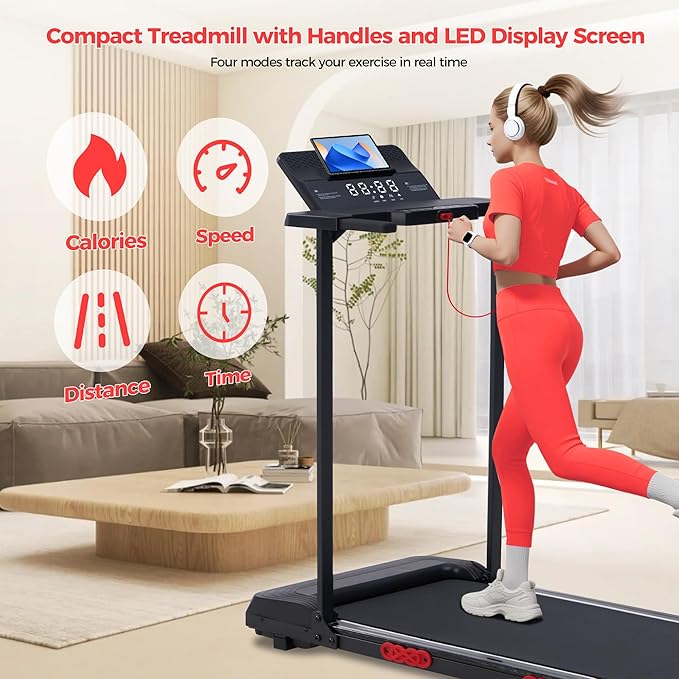 Electric Walking Pad with Handle Bar, 0.6-10MPH Portable Walkingp Pads Treadmills with Handles for