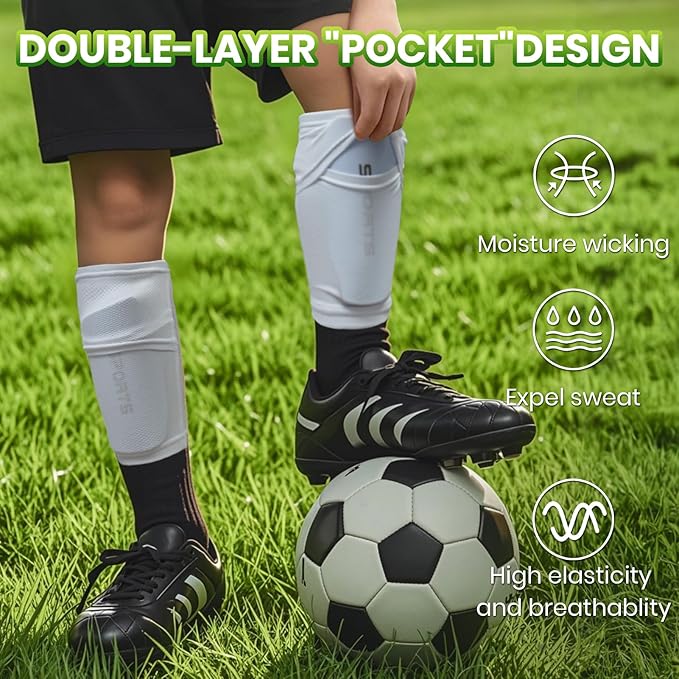 Shin Guards Soccer Kids 2025 Version High-Density Foam Soccer Shin Guard with Sleeves Shin