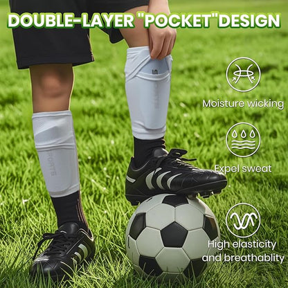 Shin Guards Soccer Kids 2025 Version High-Density Foam Soccer Shin Guard with Sleeves Shin