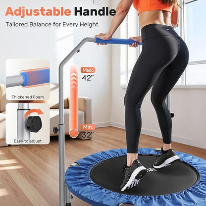 BCAN 40/48" Foldable Mini Trampoline Max Load 330lbs/440lbs, Fitness Rebounder with Adjustable Foam