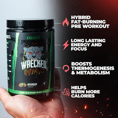 Wrecked Inferno - Thermogenic Pre Workout For Men & Women, Increase Energy, Boost Thermogenesis &
