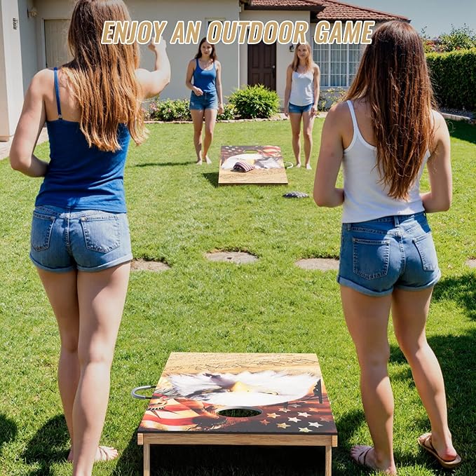Cornhole Board Set,Corn Hole Games for Adults Outdoor,2X4FT Solid Wood Regulation Cornhole Boards