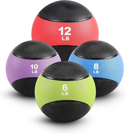 RitFit Weighted Medicine Ball - Non-Slip Rubber Shell & Dual Texture Grip - Workout Exercise Ball