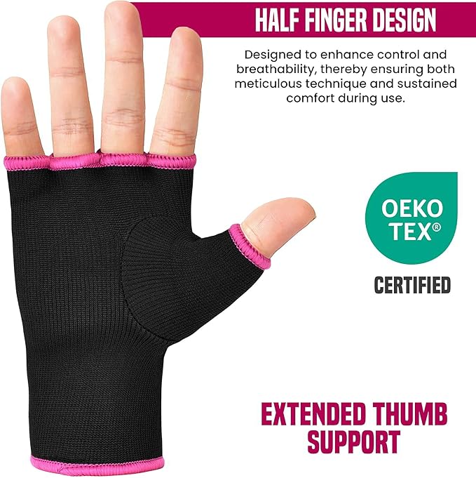 RDX Boxing Hand Wraps Inner Gloves Men Women, Half Finger Elasticated Bandages, Under Mitts Fist