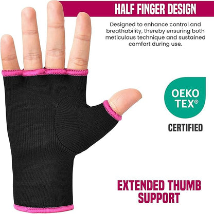 RDX Boxing Hand Wraps Inner Gloves Men Women, Half Finger Elasticated Bandages, Under Mitts Fist