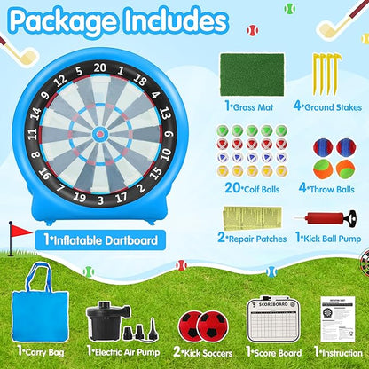 6FT Inflatable Dartboard, Giant Kick Darts Soccer Darts Golf & Throw Dart with Air Pump, Giant