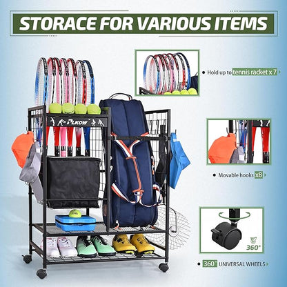 PLKOW Tennis Bag Organizer Tennis Racket Storage Rack, Tennis Equipment Holder for Bags, Balls