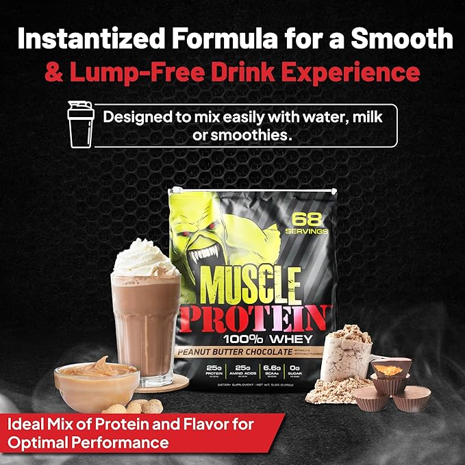 Muscle Protein Whey Powder [5 lbs/Pack of 1]??Cold Filtered, 25g Pure Protein, 6.6g BCAAs