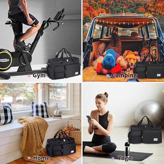 FIORETTO Women's Gym Duffle Bag with Shoes Compartment, 37L Capacity, Ideal for Travel, Gym