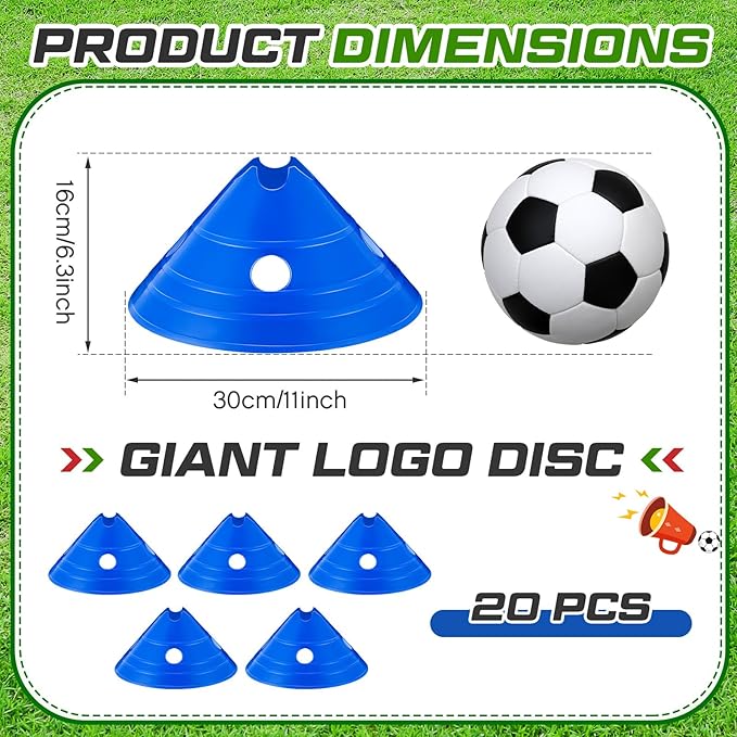 ShinyRelief Jumbo Disc Cones Jumbo Soccer Cones with Mesh Bag Giant Large Agility for Soccer