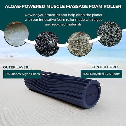 Oceanfoam Tidal Roller - Dark Navy - Muscle Massage Foam Roller for Back Pain & Stretching - Firm