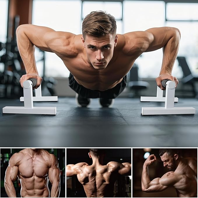 1 Pair Wooden Parallettes Push Up Bars for Men, Strength Training Pushup Stands Handles for Home