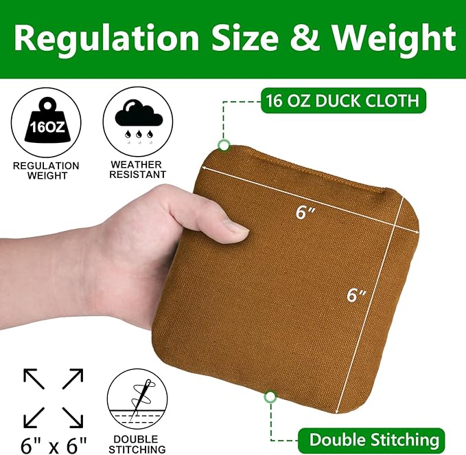EunHo Cornhole Bags Set of 8 Regulation Size & Weight Corn Hole Bean Bags Official Professional All