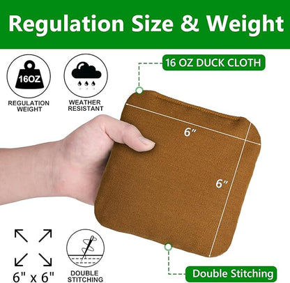 EunHo Cornhole Bags Set of 8 Regulation Size & Weight Corn Hole Bean Bags Official Professional All