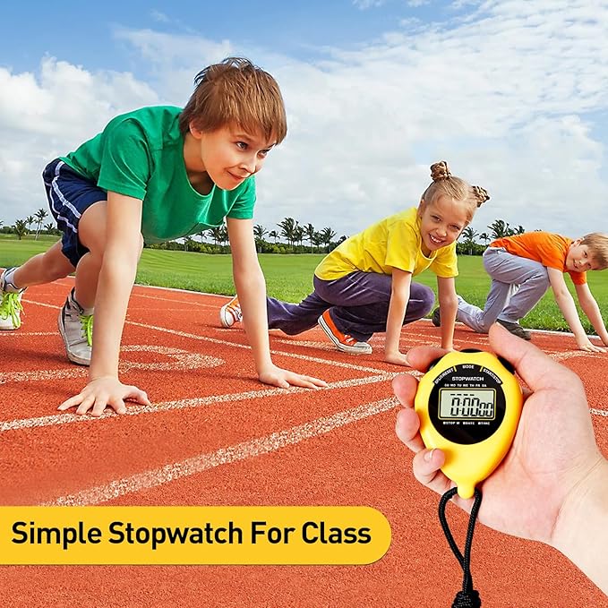 Stopwatch Sport Timer, 2 Pack Large Display Digital Stopwatch Timer with Date Time, No Alarm Silent