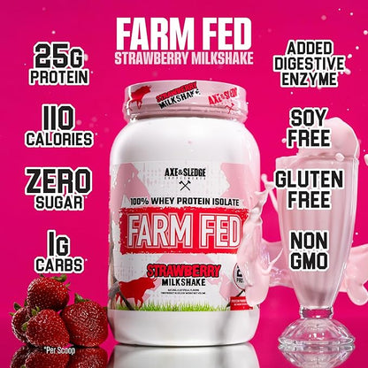 Axe & Sledge Farm Fed 100% Whey Protein Isolate | 25g Protein | Low Carb, Low Sugar, Gluten Free |
