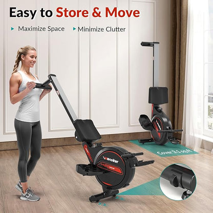 Rowing Machine,Wenoker Magnetic Rower Machine for Home,App Supported 350 LB Weight Capacity, Smooth