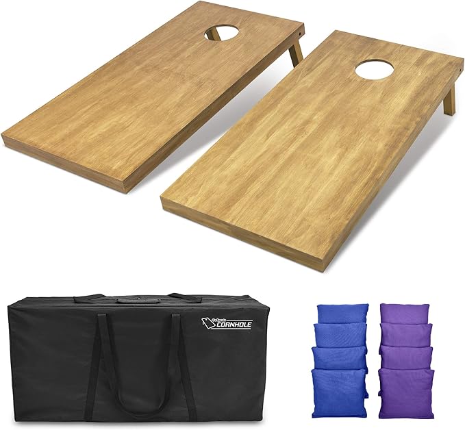 GoSports 4 ft x 2 ft Regulation Size Wooden Cornhole Boards Set - Includes Carrying Case - Full