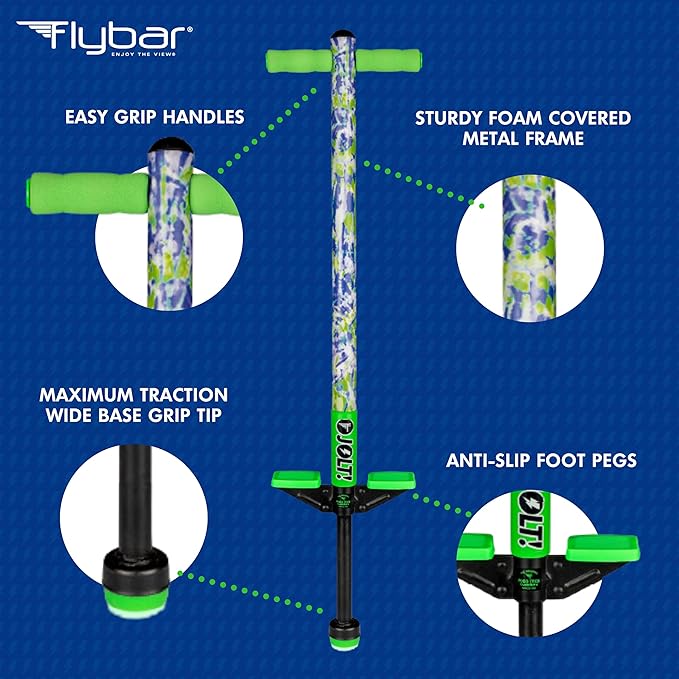 Flybar Pogo Stick for Kids, 40 to 80 Pounds, Perfect for Beginners, Easy Grip Foam Handles