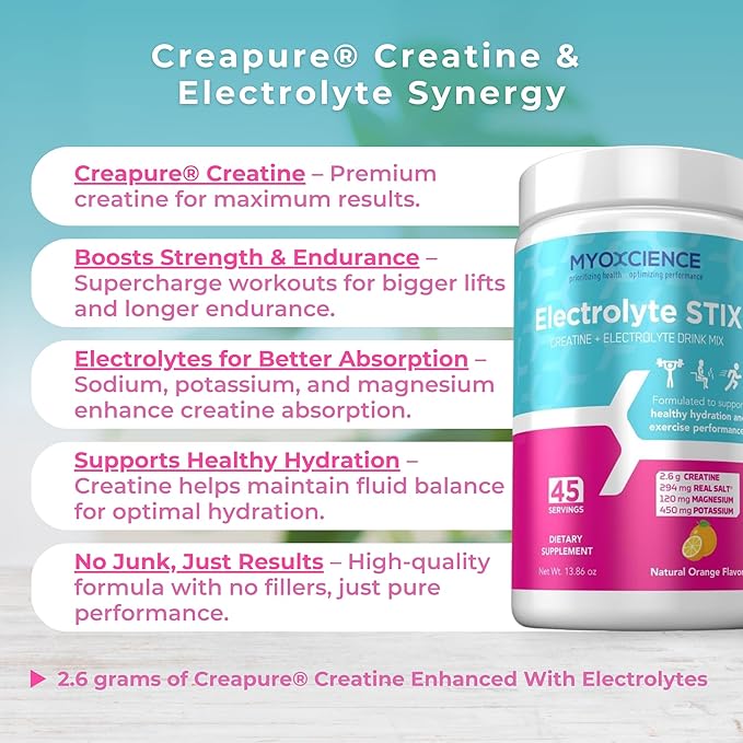 MYOXCIENCE Electrolyte STIX | Creatine Electrolyte Powder | Recovery from Exercise & Muscle