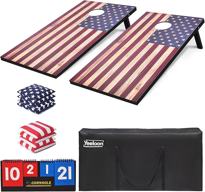 Cornhole Set, Regulation/Tailgate Size Cornhole Boards with 8 Bean Bags and Carrying Case, 4x2/3x2