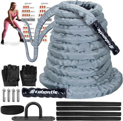 Battle Rope 1/1.26/1.5/2 Inch Diameter,Pink 30FT/40FT/50FT Exercise Workout Ropes for Home Gym