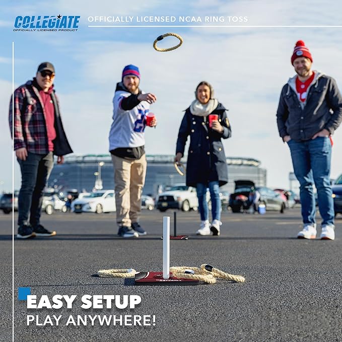 Solid Wood College Quoits Set with Direct Print HD Team Graphics – Tailgate Ring Toss Game – Great