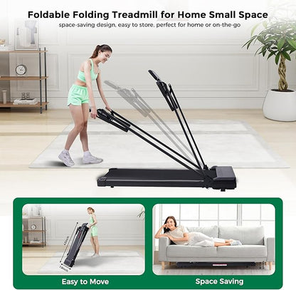 Walking Pad with Handle Bar, Folding Treadmill with Handles for Home Small Spaces, Compact Walking
