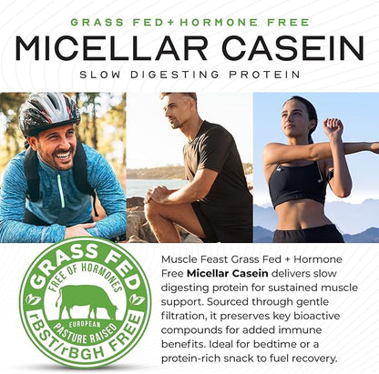 Muscle Feast Grass Fed Micellar Casein Protein Powder, Pasture Raised & Hormone Free, Slow
