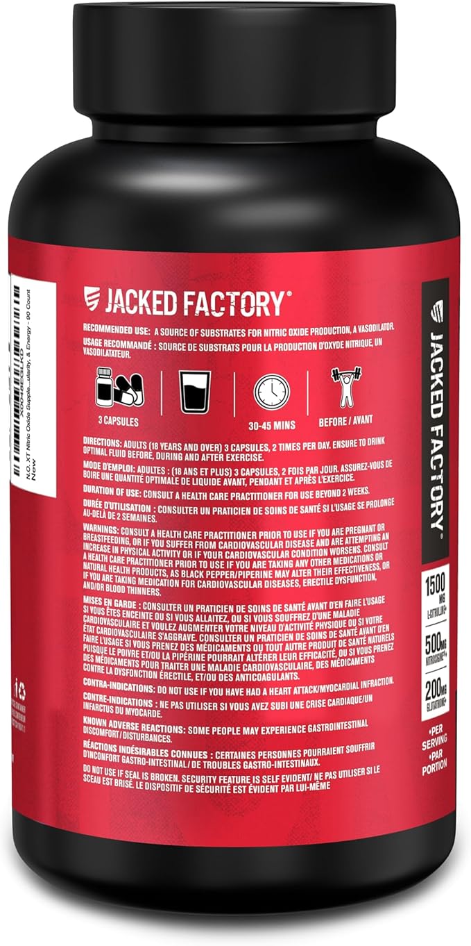 Jacked Factory N.O. XT Nitric Oxide Supplements for Men w/Nitrosigine L Arginine L Citrulline