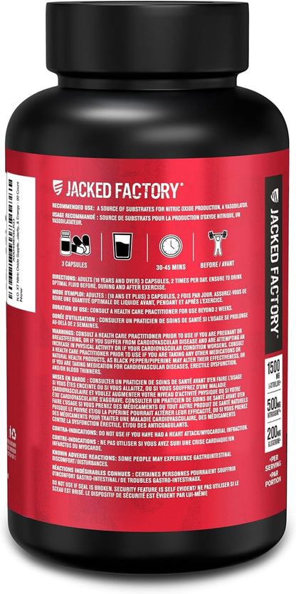 Jacked Factory N.O. XT Nitric Oxide Supplements for Men w/Nitrosigine L Arginine L Citrulline
