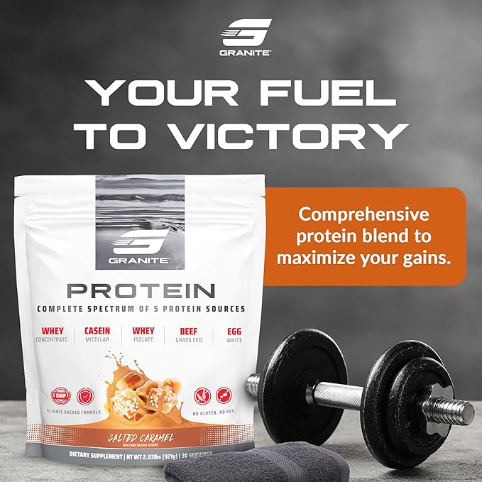 Granite Nutrition Protein Powder - Premium 5-Source Blend (Whey, Casein, Egg, Grass-Fed Beef) for