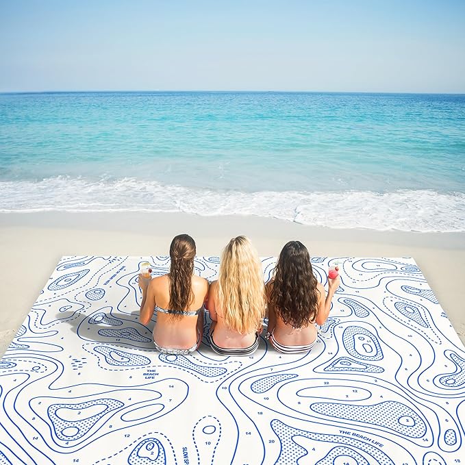 Beach Blanket Sandproof, 78''×86'' Large Waterproof Sand Free Beach Mat for 4 Adults, Big Compact
