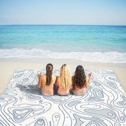 Beach Blanket Sandproof, 78''×86'' Large Waterproof Sand Free Beach Mat for 4 Adults, Big Compact