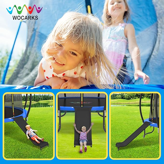 Ergonomic Trampoline Slide with Buffer Region for Children Kids, Outdoor Trampoline Slide