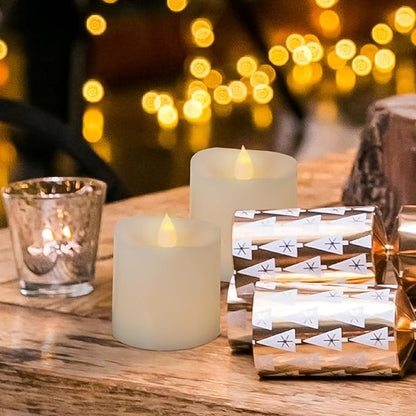 3x3 Flickering Flameless Candles Set of 2,3 inch Real Wax LED 600 Hours Battery Candles with Timer