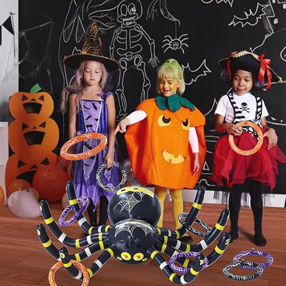 Garma Inflatable Spider Ring Toss Game for Kids' Halloween Party & Outdoor Fun
