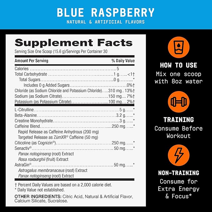 BEYOND RAW LIT V2 Clinical Strength Pre Workout Powder, Hits Harder, Bigger Pumps, Caffeine
