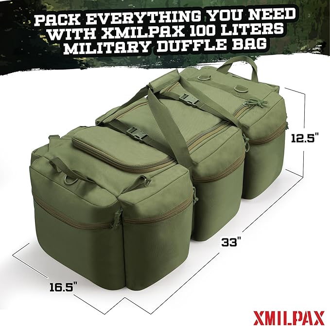 100L Large Military Duffle Bag Deployment Duffel Bag Sports Equipment Travel Luggage Bag with
