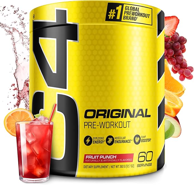 C4 Original Pre Workout Powder Fruit Punch - Vitamin C for Immune Support - Sugar Free Preworkout