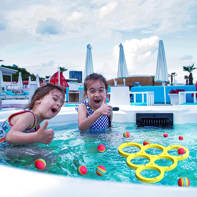 Hiboom Pool Game with Score, Combo Foam Pool Floats with 10 Colorful Tossing Balls, Toss Game
