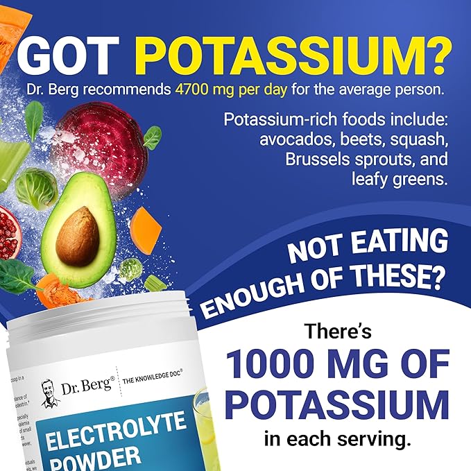 Dr. Berg Zero Sugar Hydration Keto Electrolyte Powder - Enhanced w/ 1000 mg of Potassium & Real