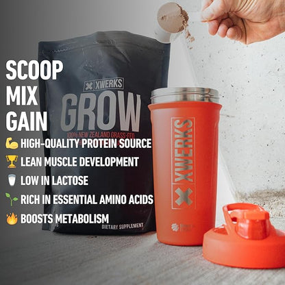 Xwerks Grow 100% New Zealand Grass Fed Whey Protein, 23g Pure Isolate Protein Powder Per Serving