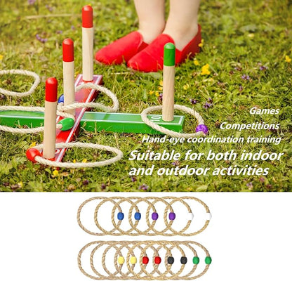 14 Pack Sisal Rope Ring Toss Game Replacement Parts for Adults and Kids, Outdoor Toss Rings for