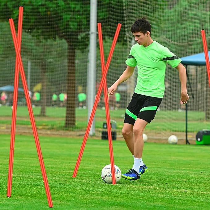 TOBWOLF 6PCS 6FT Adjustable Soccer Agility Training Poles, Detachable Sports Training Speed Sticks