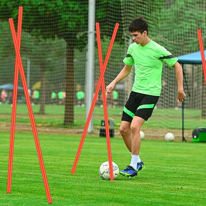 TOBWOLF 6PCS 6FT Adjustable Soccer Agility Training Poles, Detachable Sports Training Speed Sticks