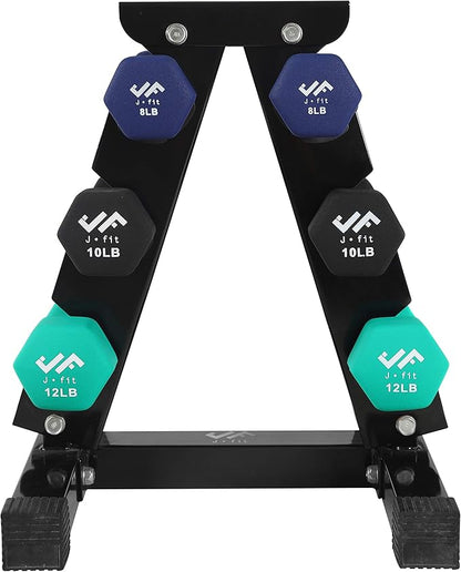 JFIT Dumbbell Pairs or Sets – Neoprene & Vinyl Coated Hand Weights for Home Gym, Strength Training