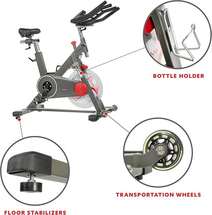 Sunny Health & Fitness Magnetic Exercise Bike, 44LB Flywheel & 300LB Weight Capacity for Intensive